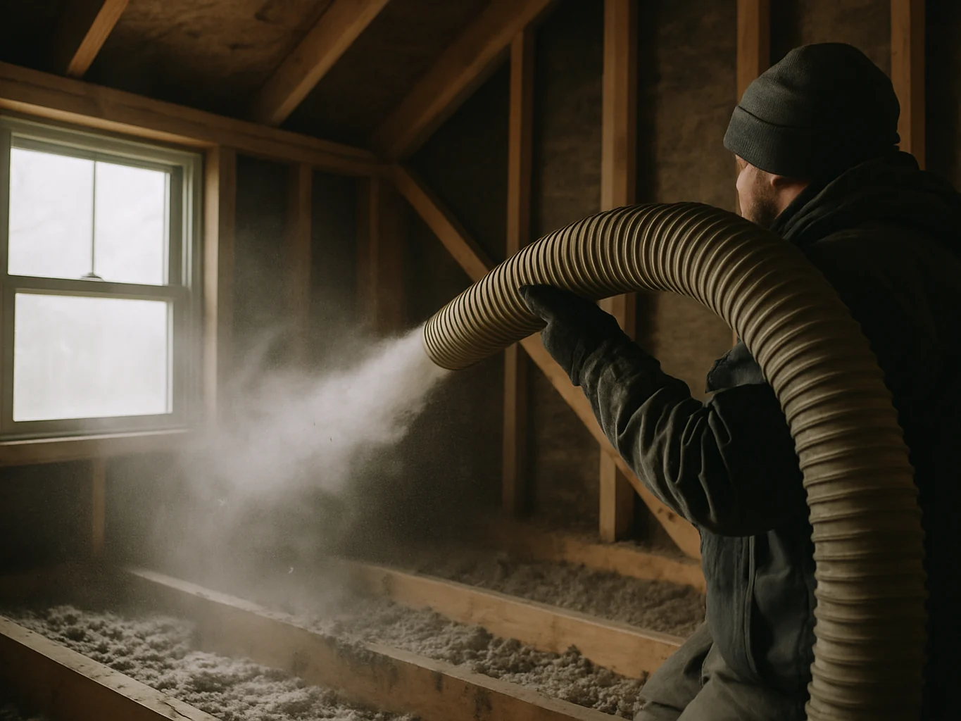 Crew working on blown in cellulose