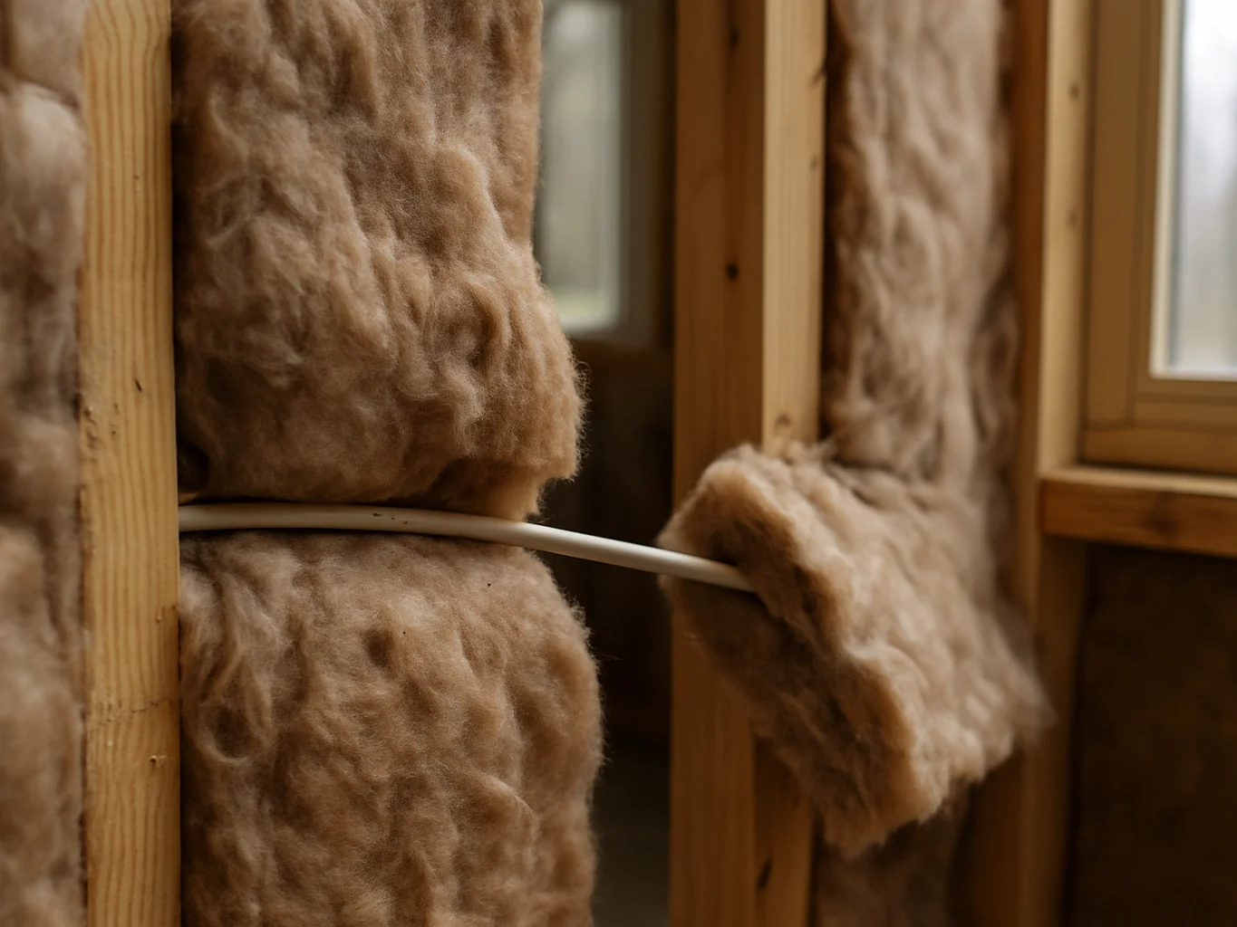 Fiberglass batts partway through