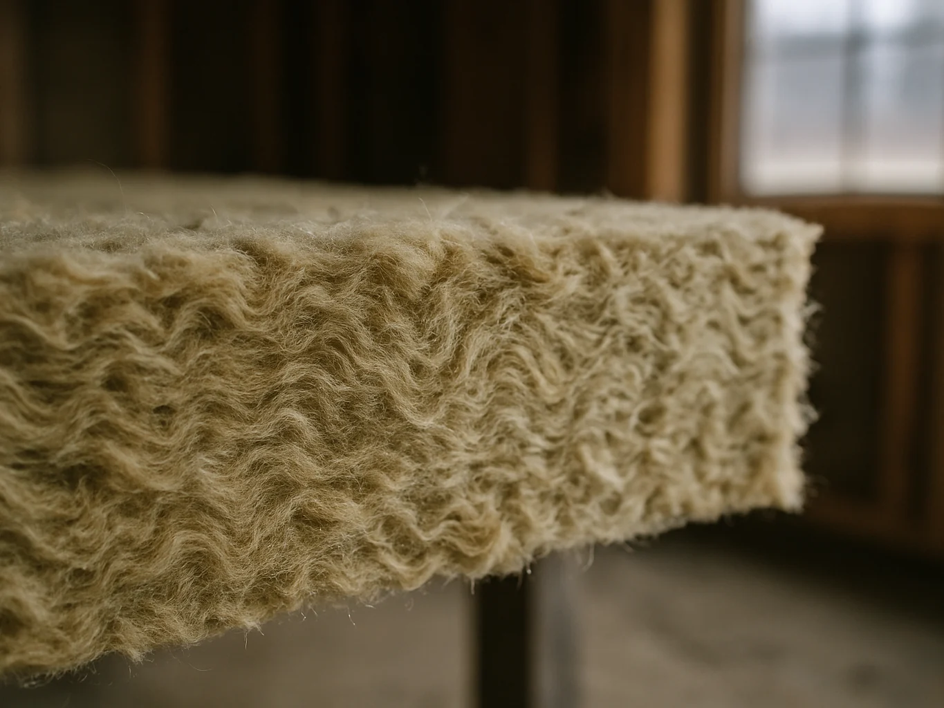 Mineral wool and acoustic insulation partway through